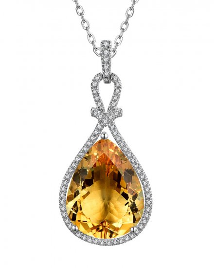 PEAR SHAPE CITRINE DIAMOND PENDANT (TP2564)